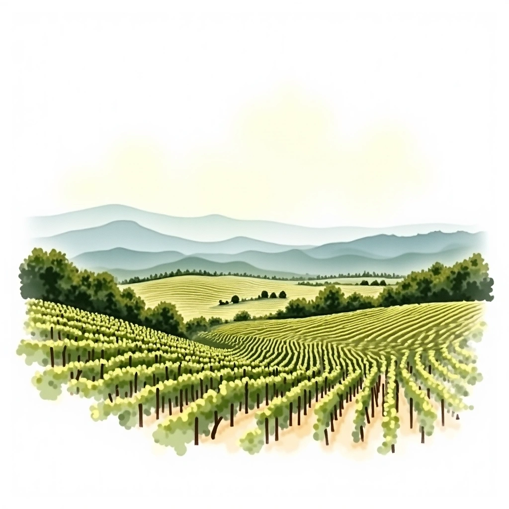 Valle de Parras wine region — watercolor illustration