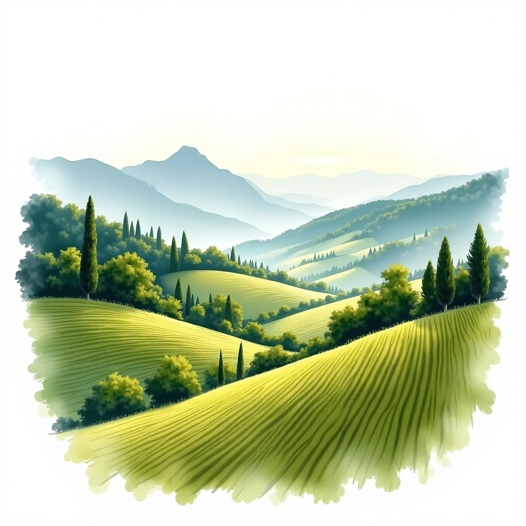 Valtellina wine region — watercolor illustration