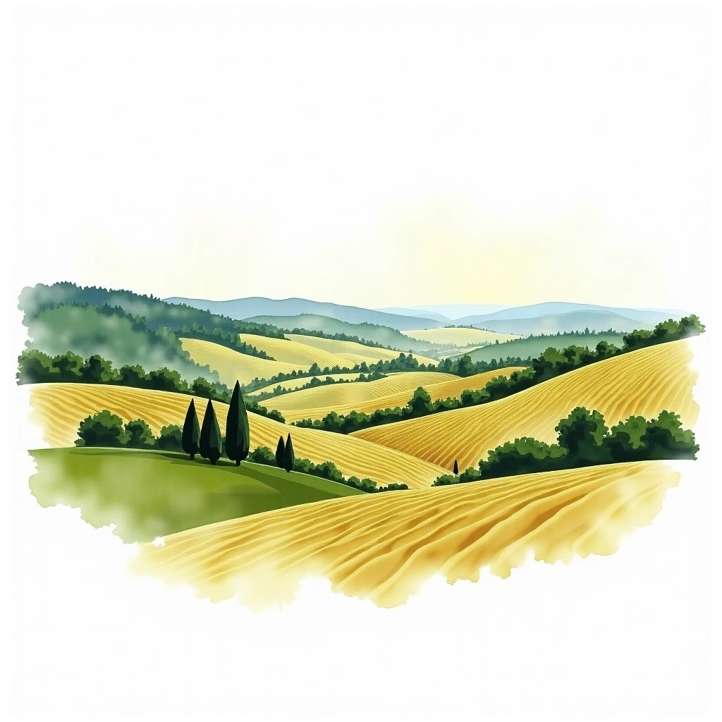 Vaucluse wine region — watercolor illustration