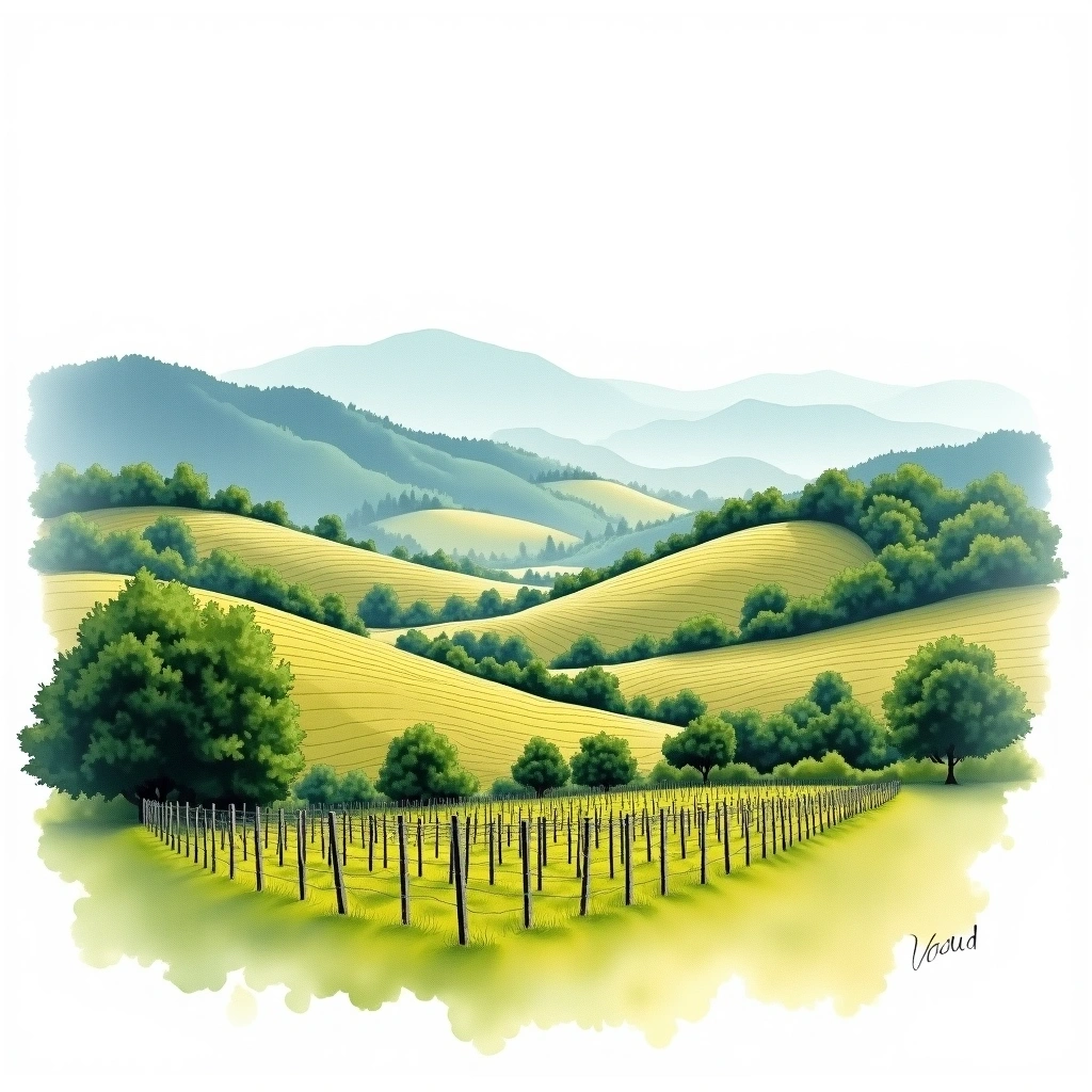 Vaud wine region — watercolor illustration