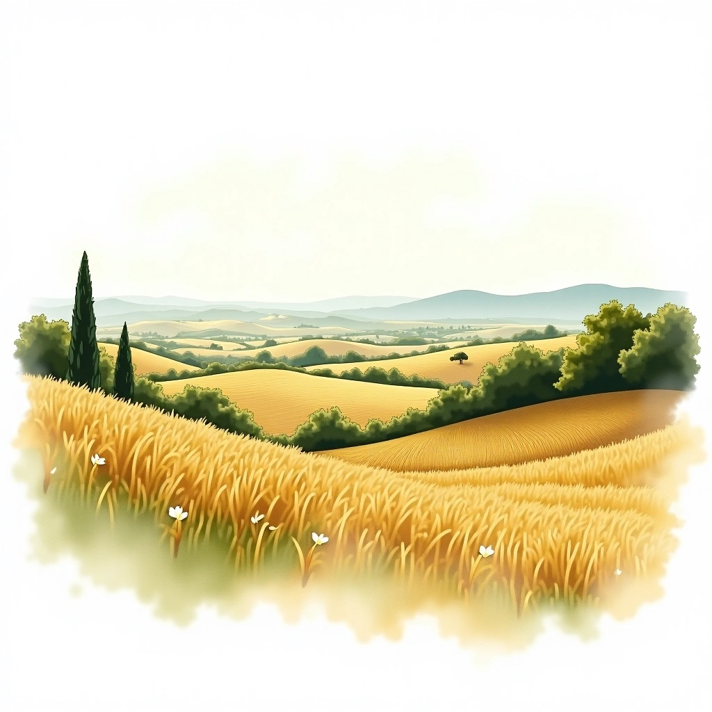 Ventoux wine region — watercolor illustration
