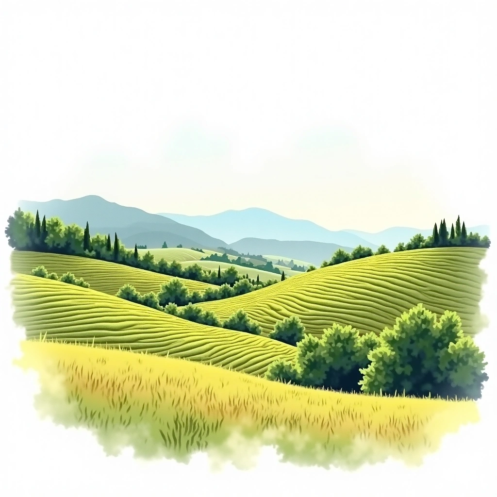 Verdicchio dei Castelli di Jesi wine region — watercolor illustration
