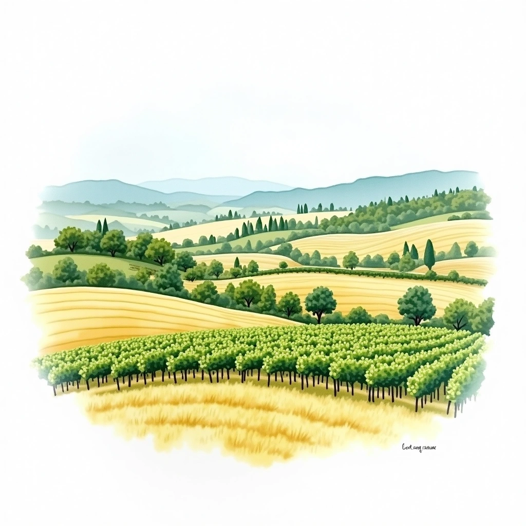 Verona wine region — watercolor illustration