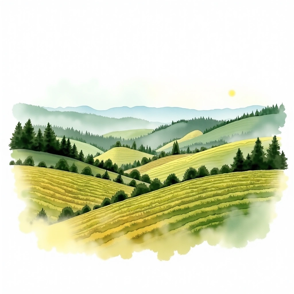 Vetroz wine region — watercolor illustration