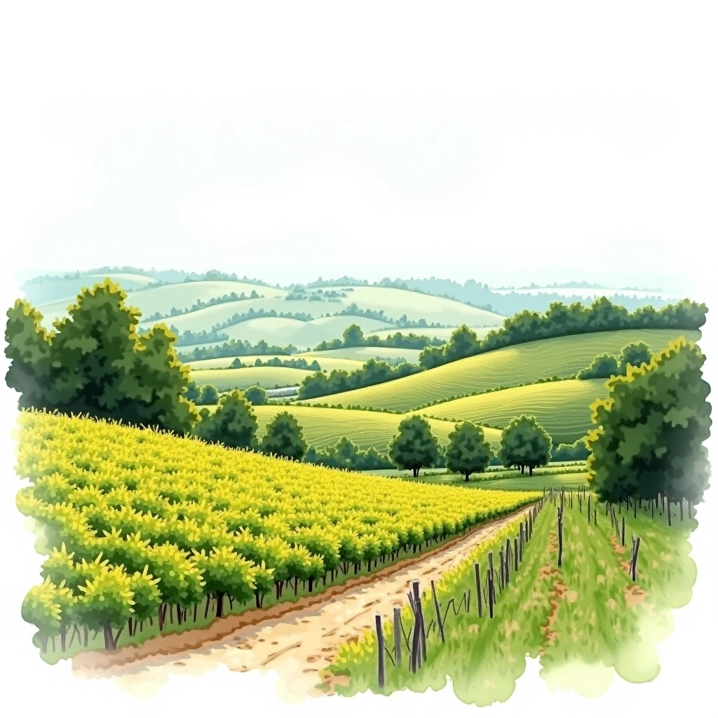 Villány wine region — watercolor illustration