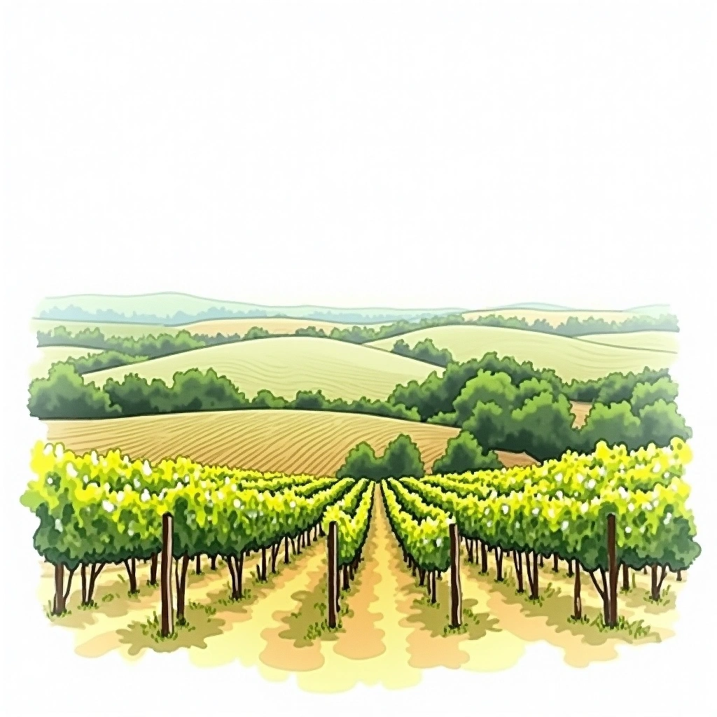 Vin de France wine region — watercolor illustration