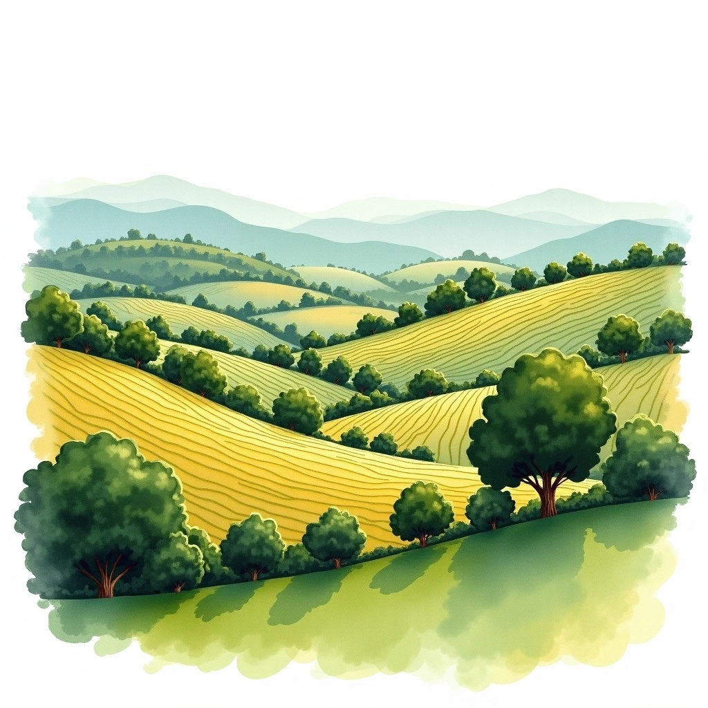 Vin de Pays wine region — watercolor illustration