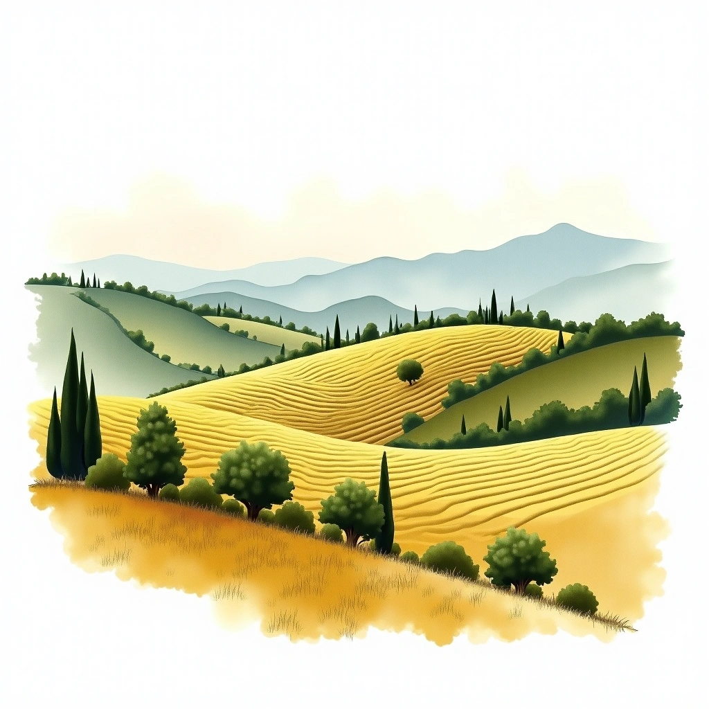 Vin Santo del Chianti Classico wine region — watercolor illustration