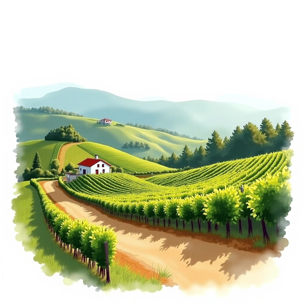 Vinho de Portugal wine region — watercolor illustration