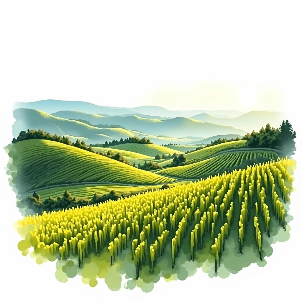 Vinho Verde wine region — watercolor illustration