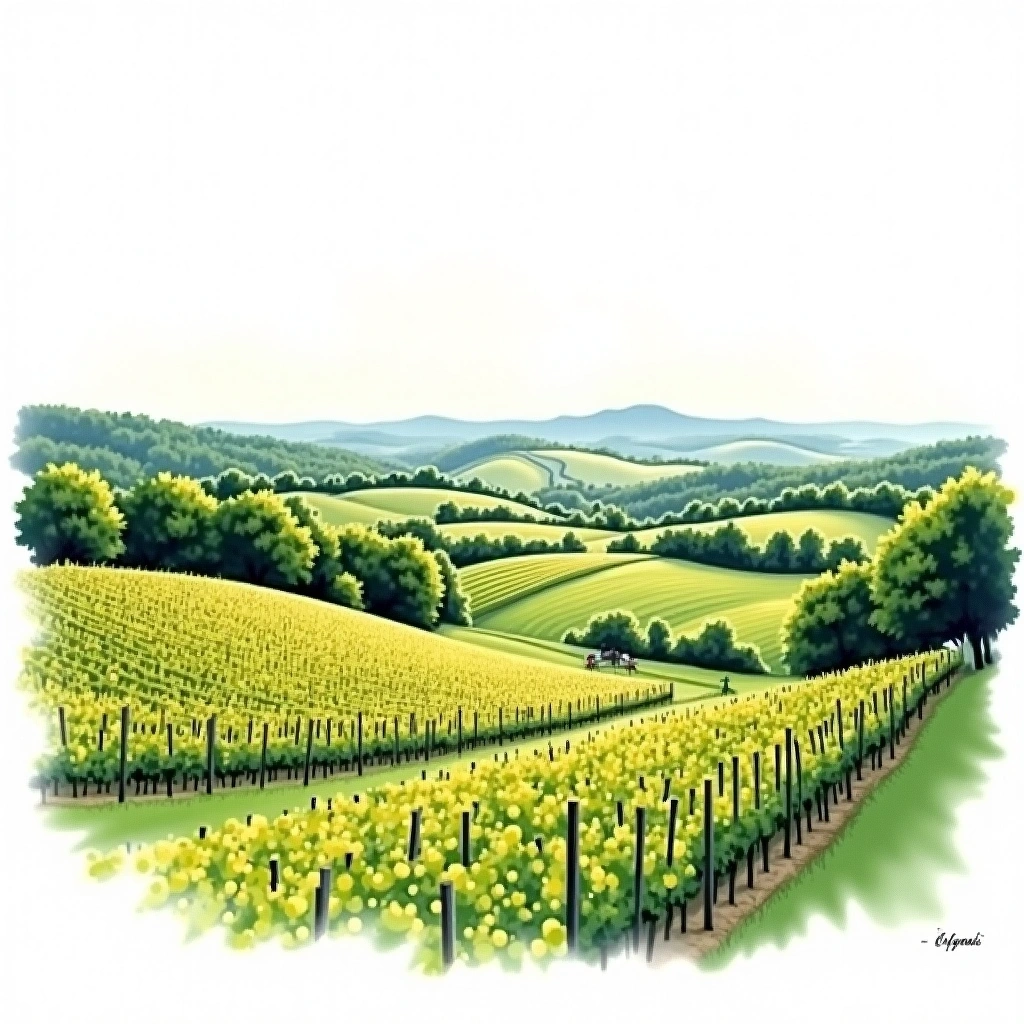 Virginia wine region — watercolor illustration