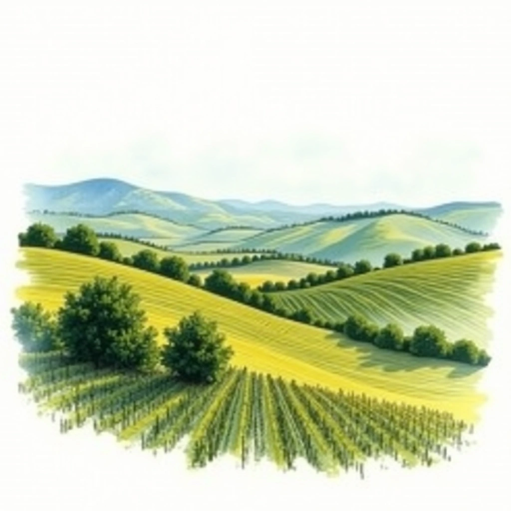 Volnay wine region — watercolor illustration