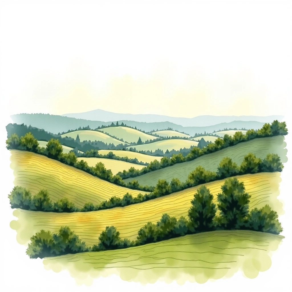 Vosne-Romanée wine region — watercolor illustration