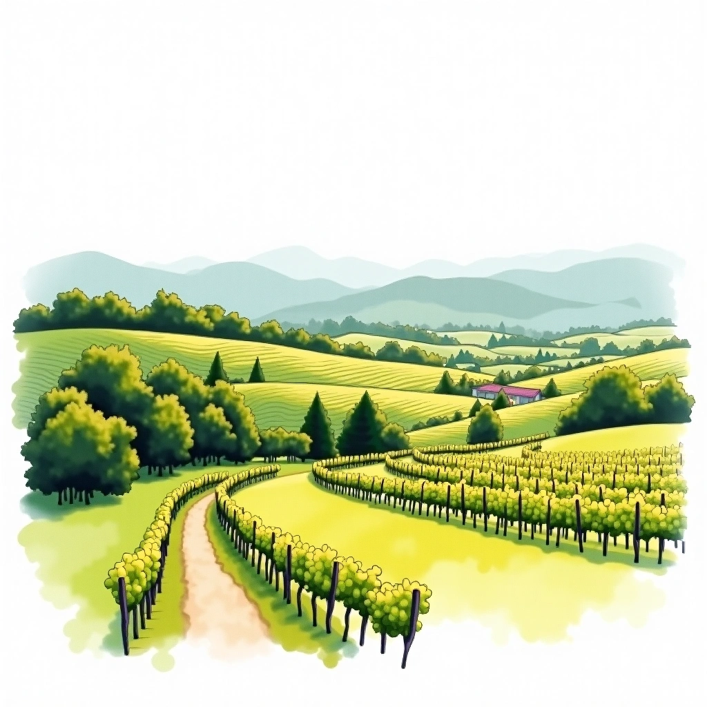 Vrancea wine region — watercolor illustration