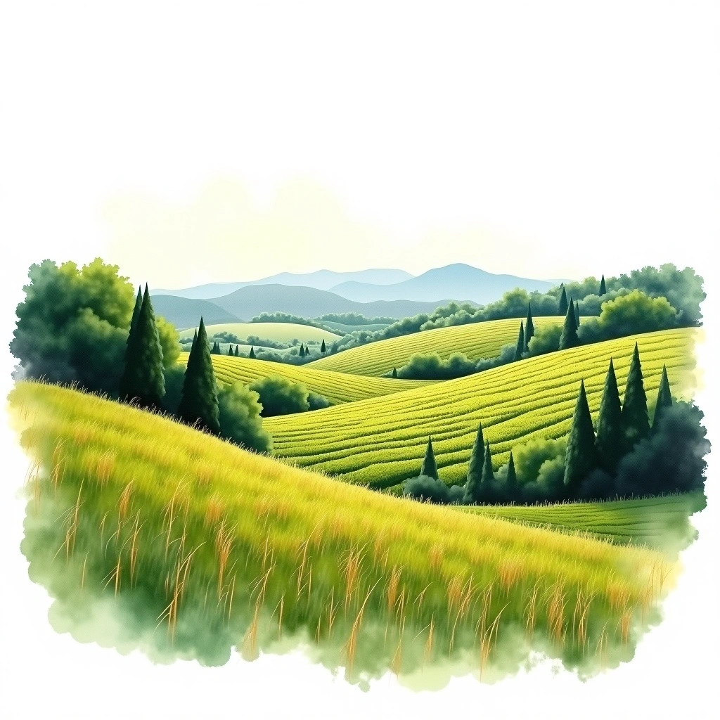 Wagram wine region — watercolor illustration