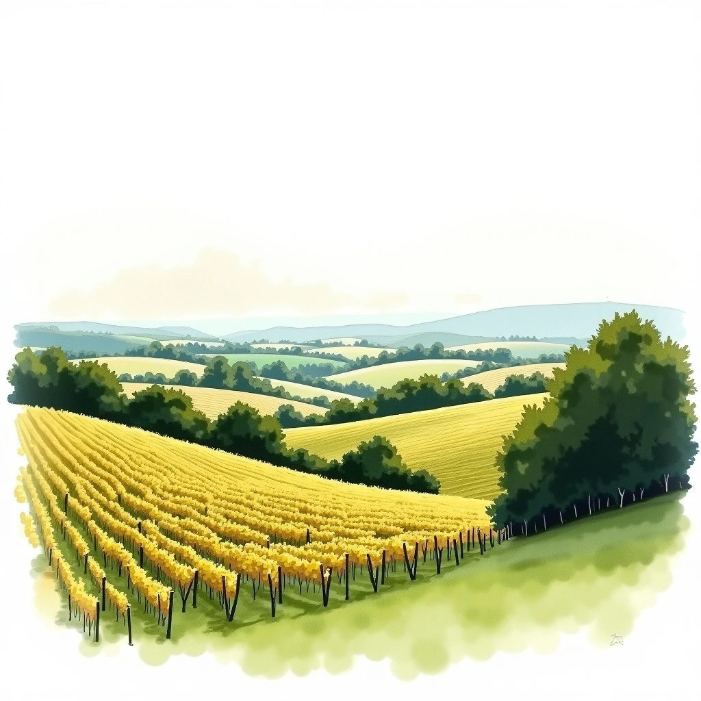 Wairarapa wine region — watercolor illustration