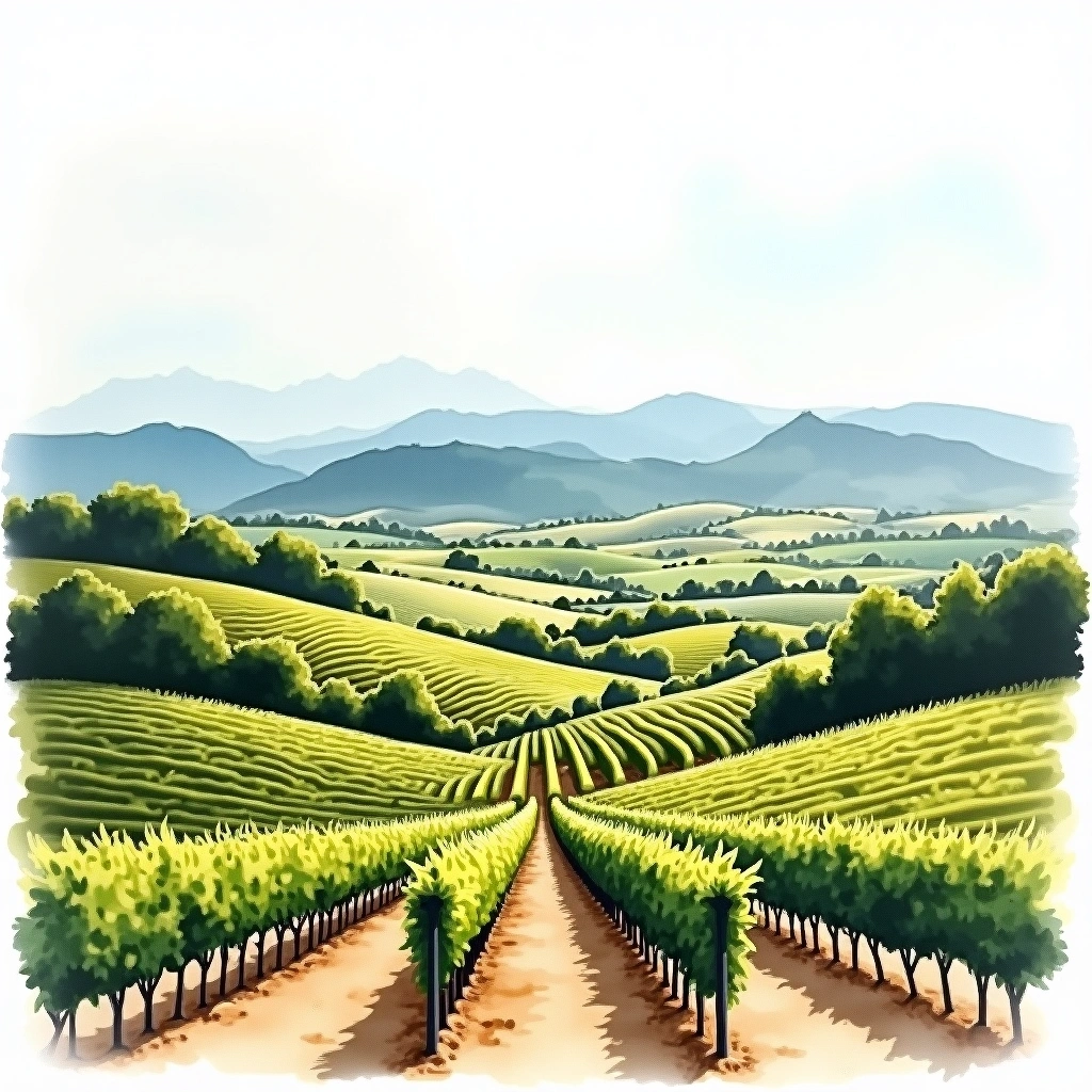 Walker Bay wine region — watercolor illustration
