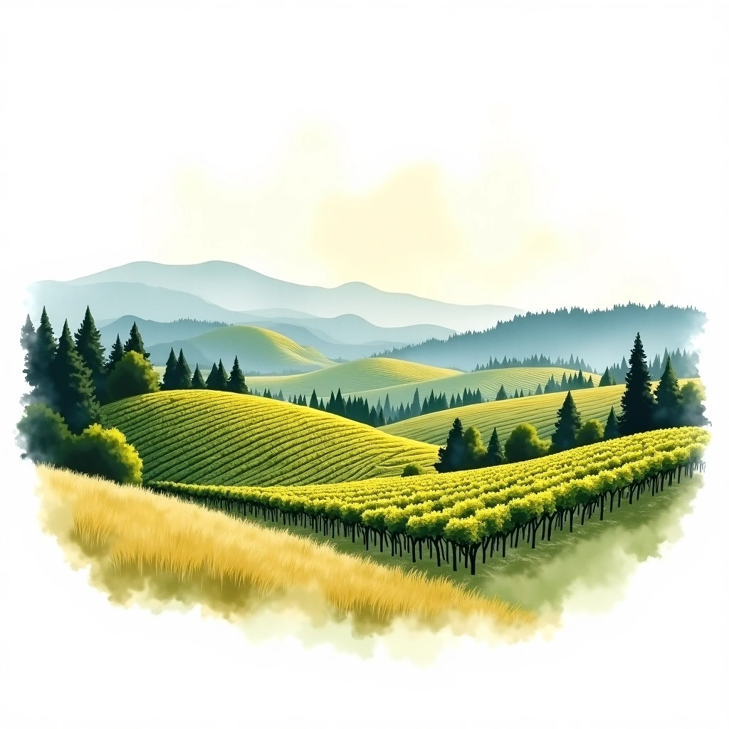 Washington wine region — watercolor illustration