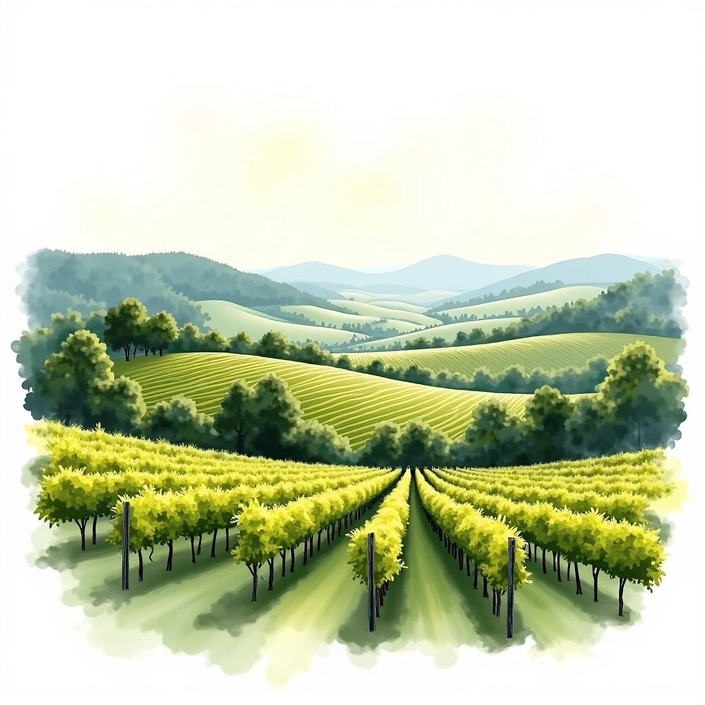 Weinviertel wine region — watercolor illustration