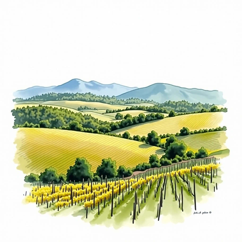 Wellington wine region — watercolor illustration