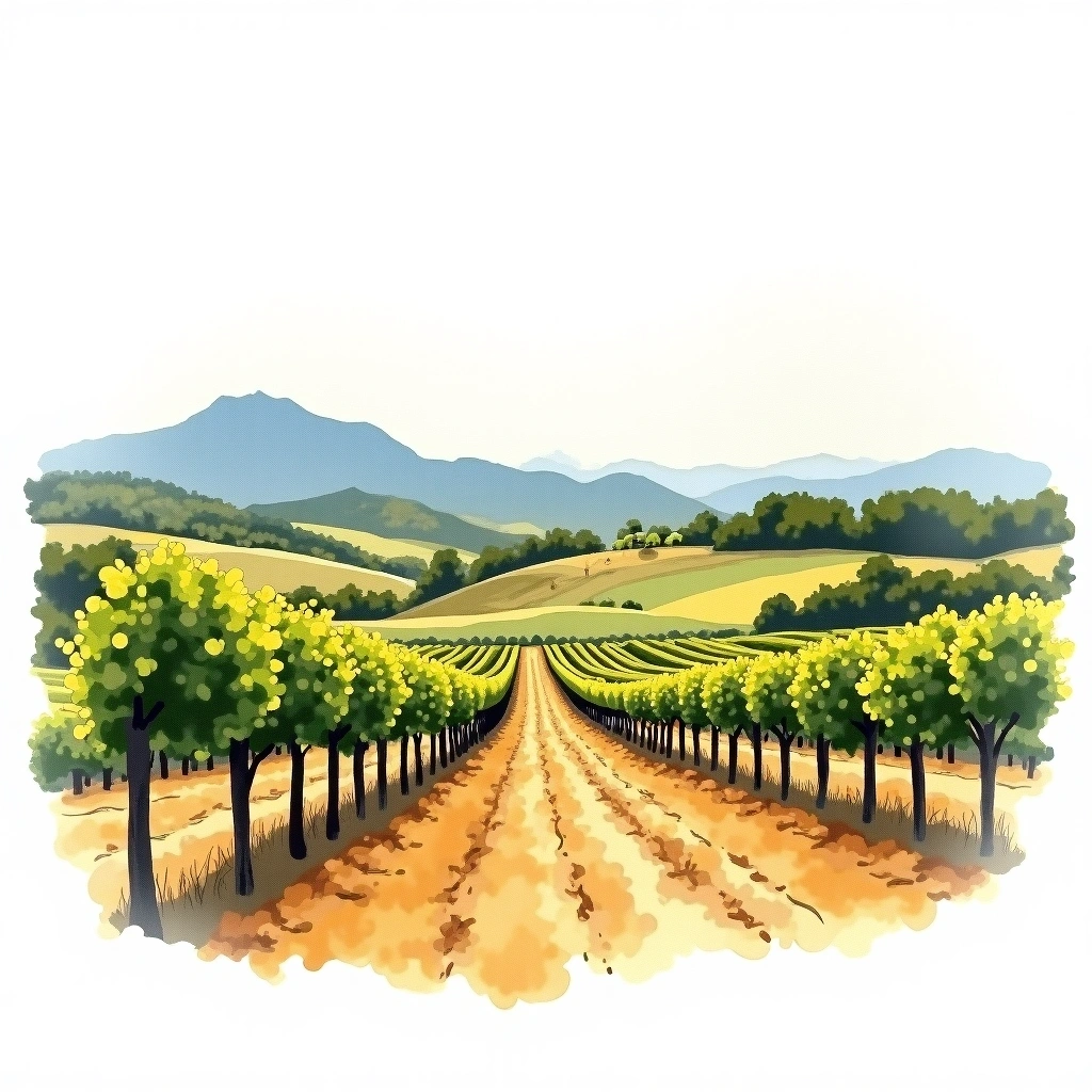 Western Australia wine region — watercolor illustration