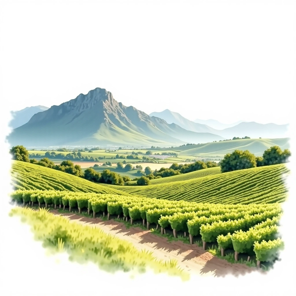 Western Cape wine region — watercolor illustration