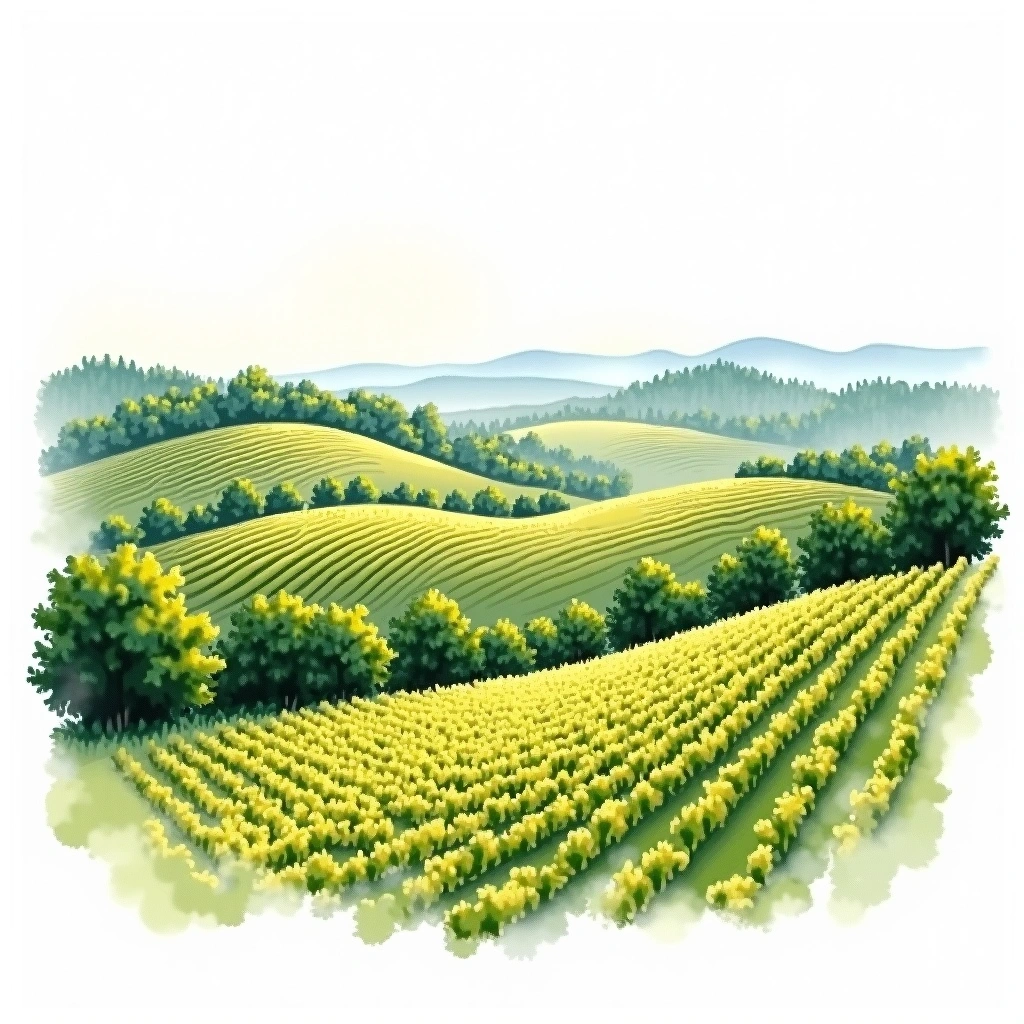 Wien wine region — watercolor illustration