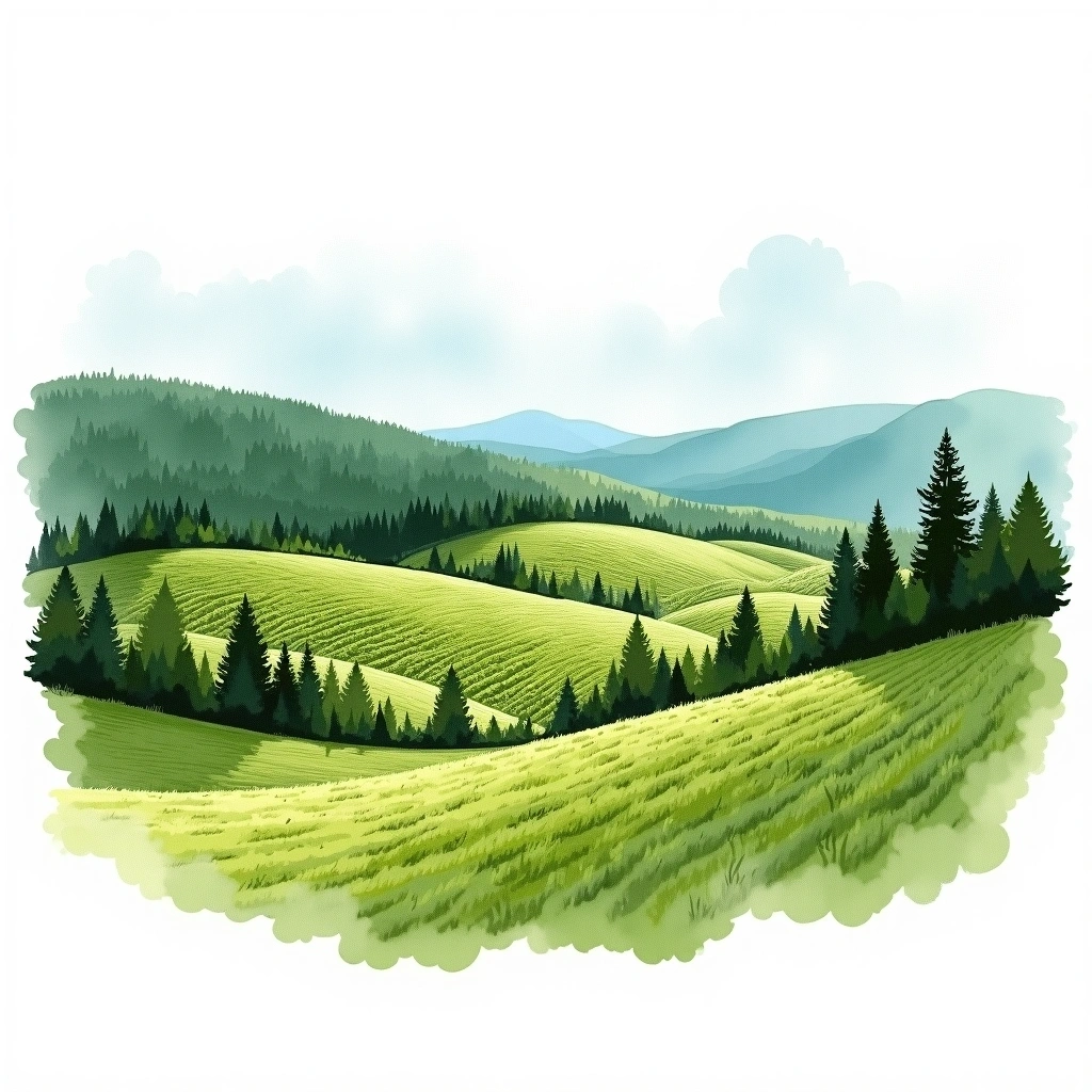 Willamette Valley wine region — watercolor illustration