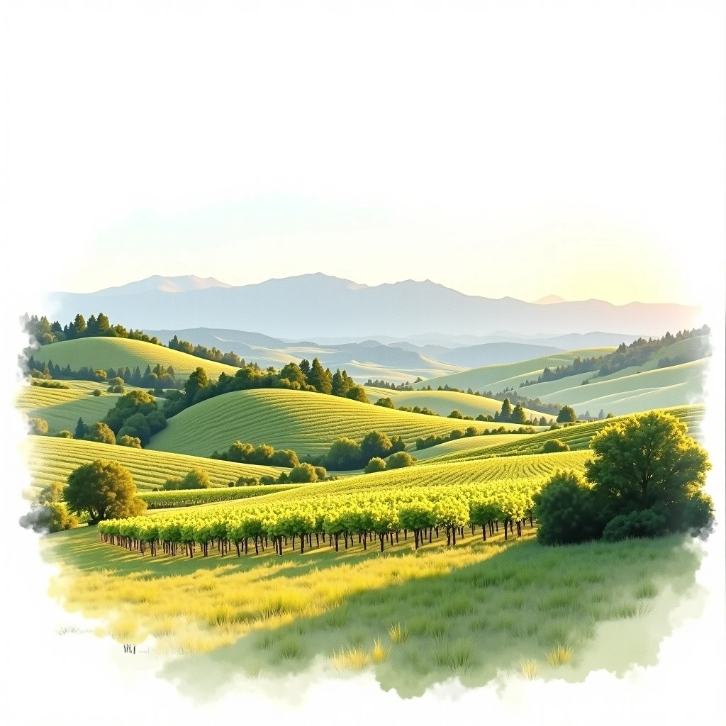 Yakima Valley wine region — watercolor illustration