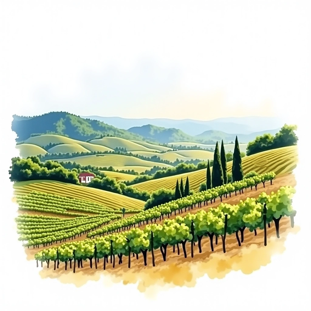 Yecla wine region — watercolor illustration