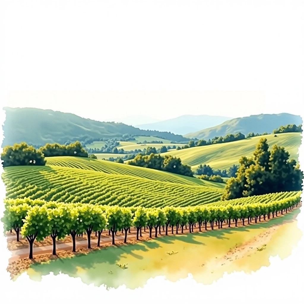 Yountville wine region — watercolor illustration