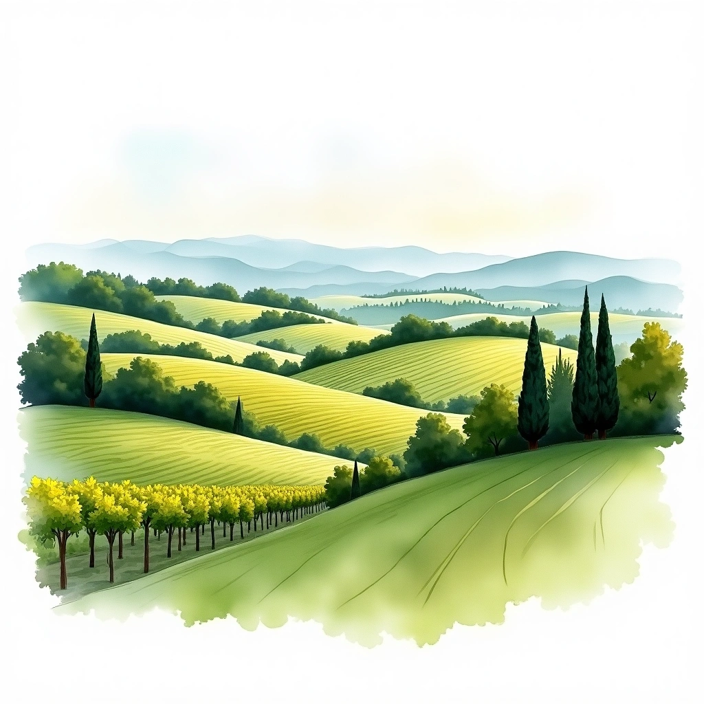 Zürich wine region — watercolor illustration
